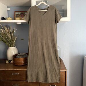 Jenni Kayne Cypress Caftan XS Gauze Cotton Midi Dress Sage Green Lagenlook